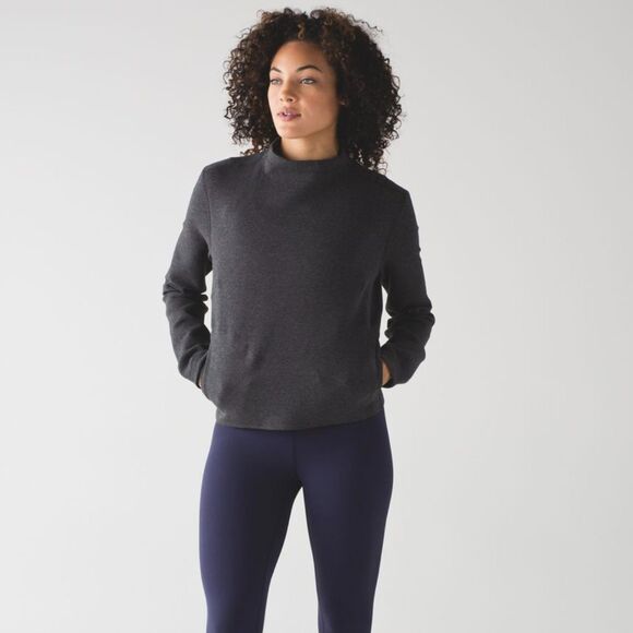 EUC Lululemon City Bound Turtleneck Heathered‎ Black Gray Size 6 Spacer Pullover - Picture 1 of 15